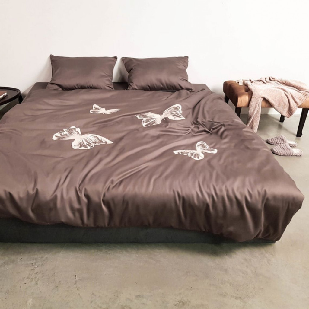 Bed linen covers set ENIGMA Mocca Butterflies