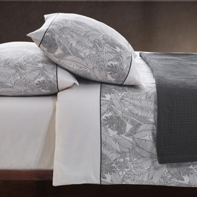 Bed linen covers set LEAF Black | Black