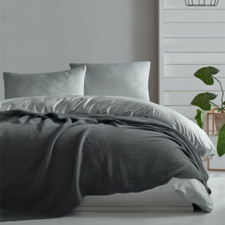 Bedspread MUSLIN Black | Antracite