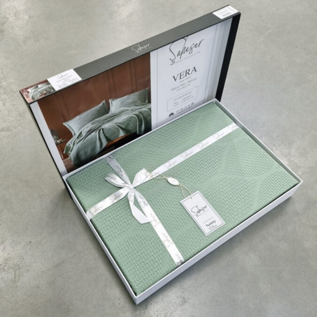 Bedspread with pillowcases VIRA Green | Green Bedspread with pillowcases VIRA Green | Green